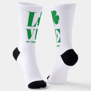 Liebe Kleeblatt Kleiner Text in der irischen Schri Socken