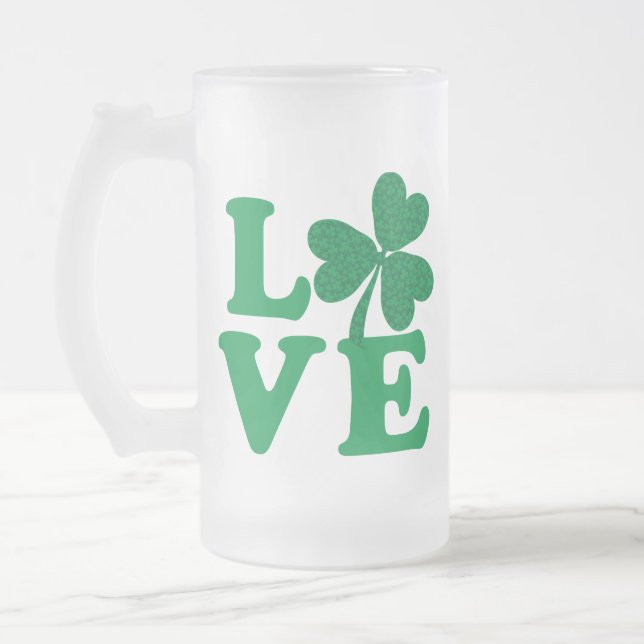 Liebe-Kleeblatt Mattglas Bierglas (Links)