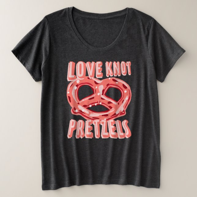 Liebe Knot Pretzel Große Größe T-Shirt (Design vorne)