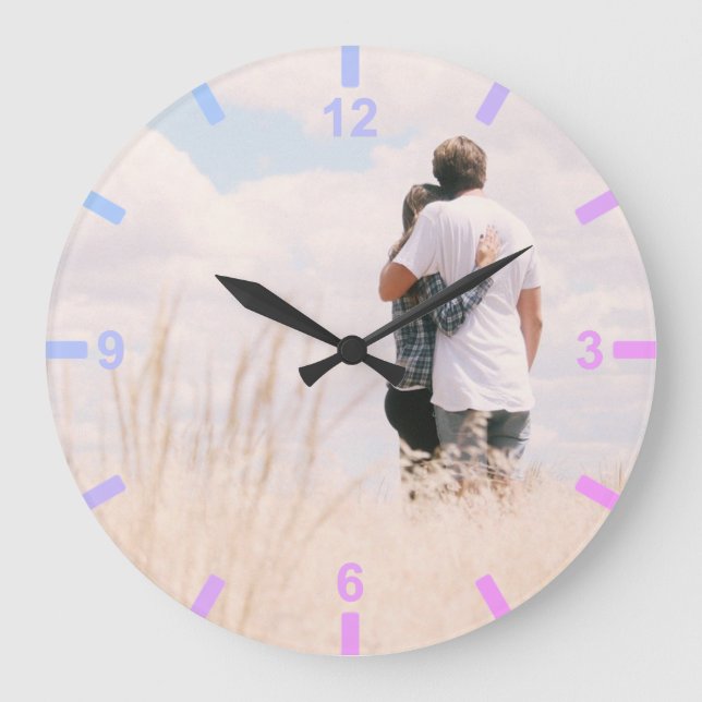 Liebe kombiniert Fotovorlage mit Ziffern Große Wanduhr (Vorderseite)