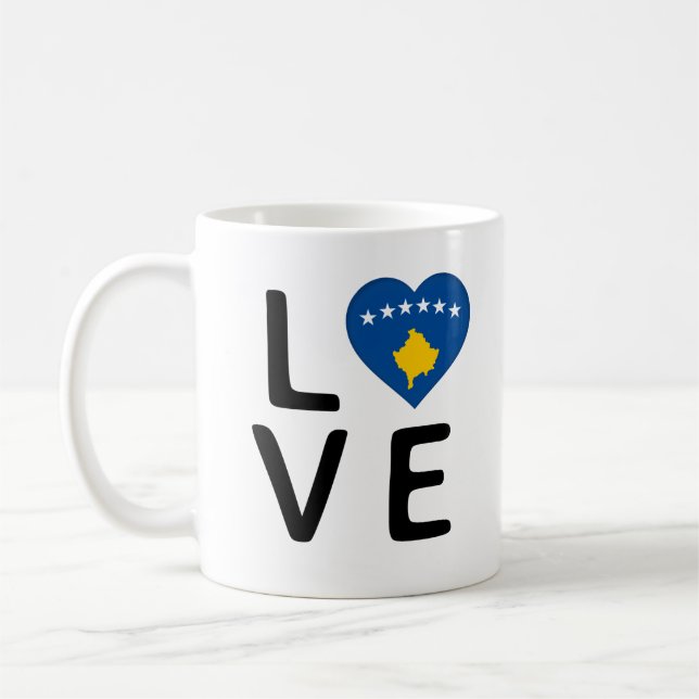Liebe - Kosovo-Flagge Kaffeetasse (Links)