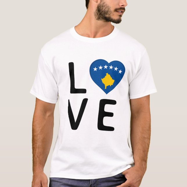 Liebe - Kosovo-Flagge T-Shirt (Vorderseite)