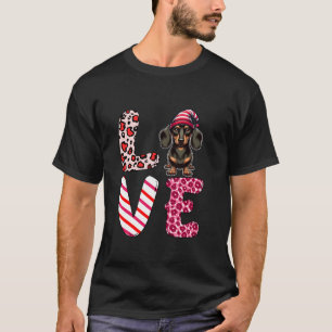 LIEBE Kostüme Dackel Gnome Hat Leopard Valentine T-Shirt