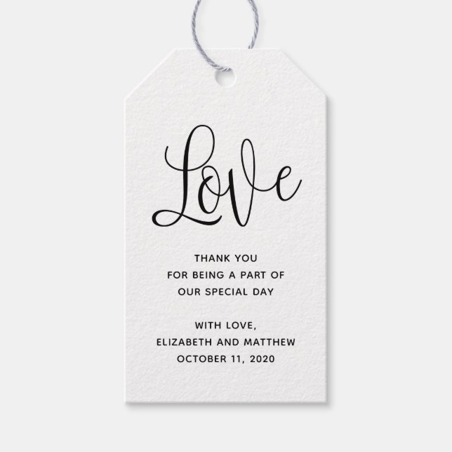 Liebe. Kraft-Geschenk-Tag. Rustikale Hochzeit dank Geschenkanhänger (Vorderseite)