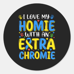 Liebe Kumpel mit einem extra Chromie Down-Syndrom- Runder Aufkleber