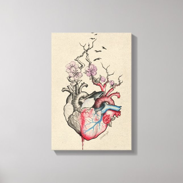 Liebe Kunst Surreal Anatomische Herzen Blume Vinta Leinwanddruck (Vorderseite)