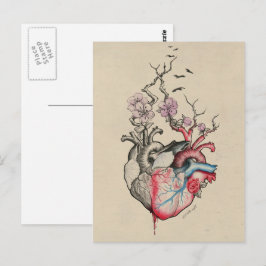 Liebe Kunst Surreal Anatomische Herzen Blume Vinta Postkarte
