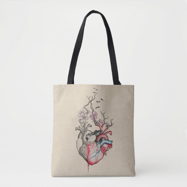 Liebe Kunst Surreal Anatomische Herzen Blume Vinta Tasche (Vorderseite)