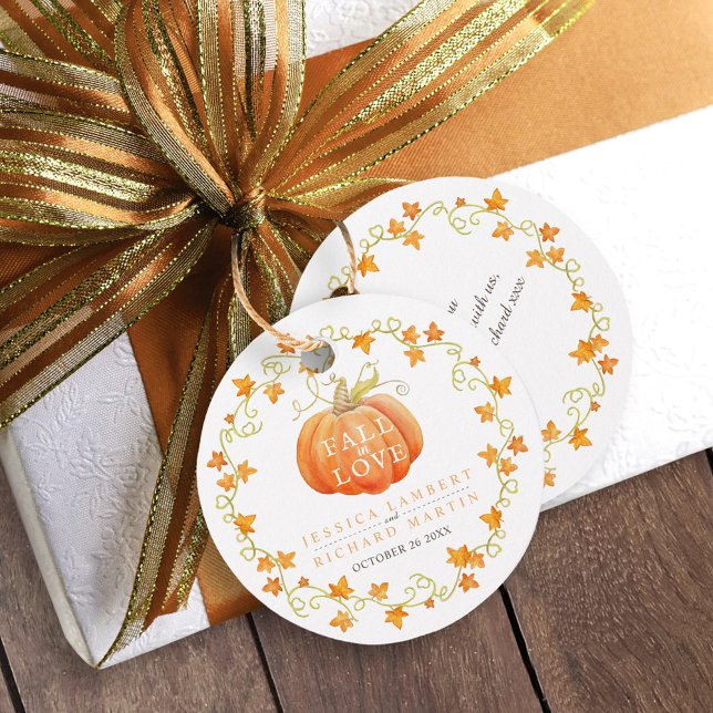 Liebe Kürbiskürbis Hochzeit Wasserfarbenen Geschenkanhänger (Von Creator hochgeladen)