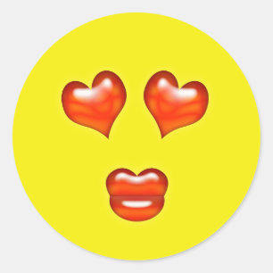 Liebe-Kuss Emoji Runder Aufkleber