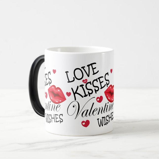 Liebe Küsse und Valentinwünsche Verwandlungstasse (Vorderseite Links)
