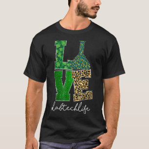 Liebe Labrador Tech Life Kleeblatts Leopard Happy  T-Shirt