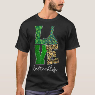 Liebe Labrador Tech Life Kleeblatts Leopard Happy T-Shirt