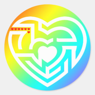 Liebe Labyrinth Runder Aufkleber