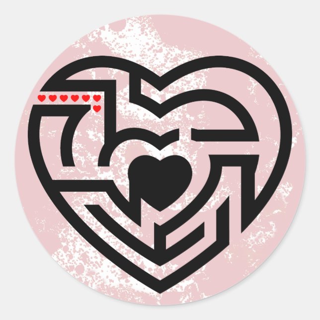 Liebe Labyrinth Runder Aufkleber (Vorderseite)
