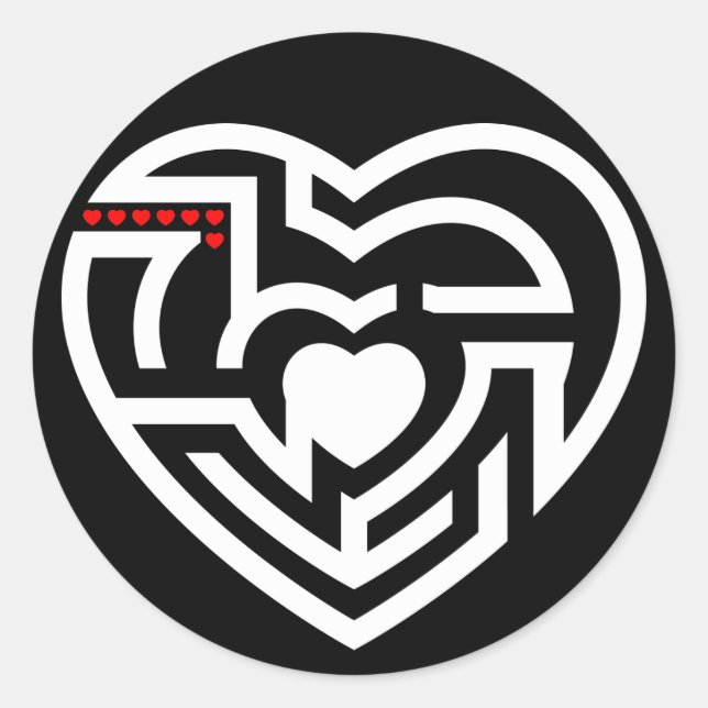 Liebe Labyrinth Runder Aufkleber (Vorderseite)