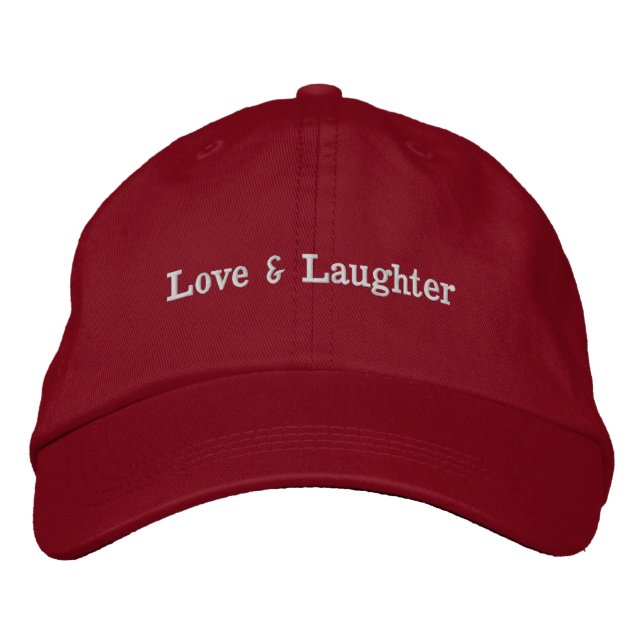 Liebe & Lachen Benutzerdefinierter Text mit stylis Bestickte Baseballkappe (Vorderseite)