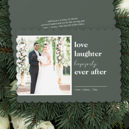 Liebe Lachen glücklich je nach Hochzeit Foto Feiertagskarte