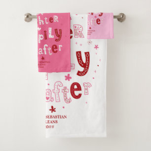 Liebe lachen glücklich je Personalisierte Hochzeit Badhandtuch Set