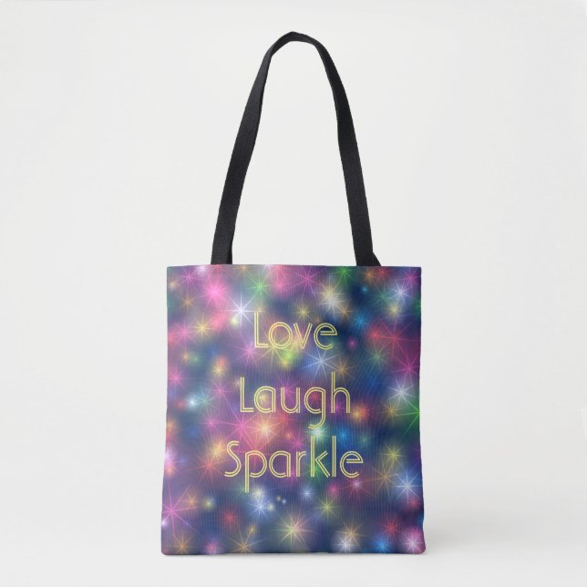 Liebe, Lachen, Sparkle Bokeh Lights Tasche (Vorderseite)