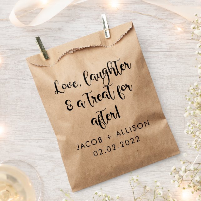 Liebe Lachen und eine Leckerei für nach der Hochze Geschenktütchen (Ausgeschnitten)