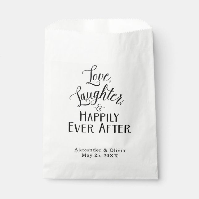 Liebe, Lachen und glücklich immer nach den Taschen Geschenktütchen (Vorderseite)