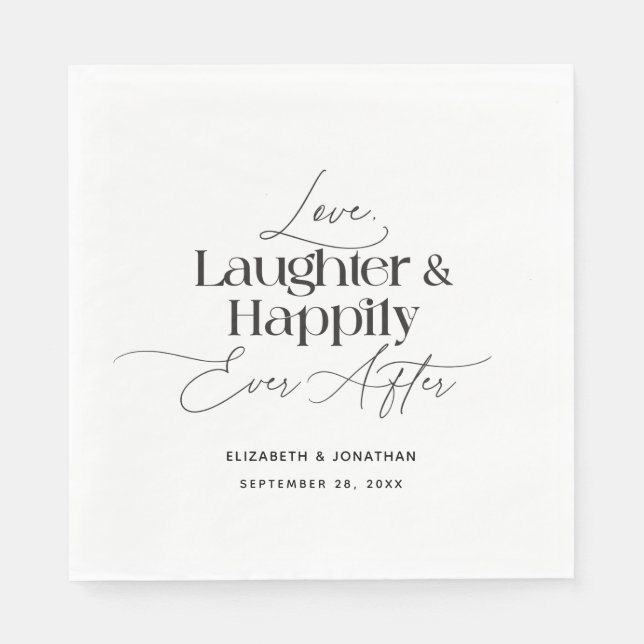 Liebe lachen und glücklich immer nach Hochzeit Serviette (Vorderseite)