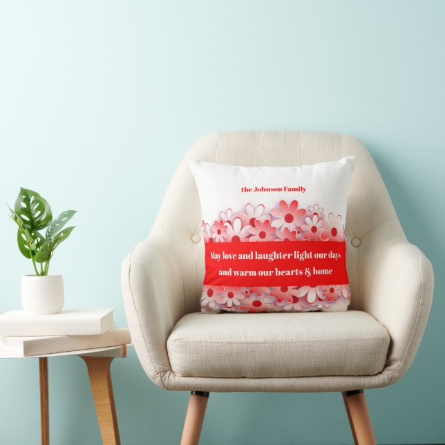 Liebe & Lachen Warmen Herz & Zuhause Blume Kissen (Stuhl )