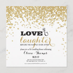 Liebe & Lacher Gold Glitzer Polterabend Einladung