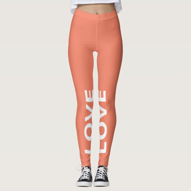 Liebe Lachs Monochrome klassischer Text Leggings (Vorderseite)