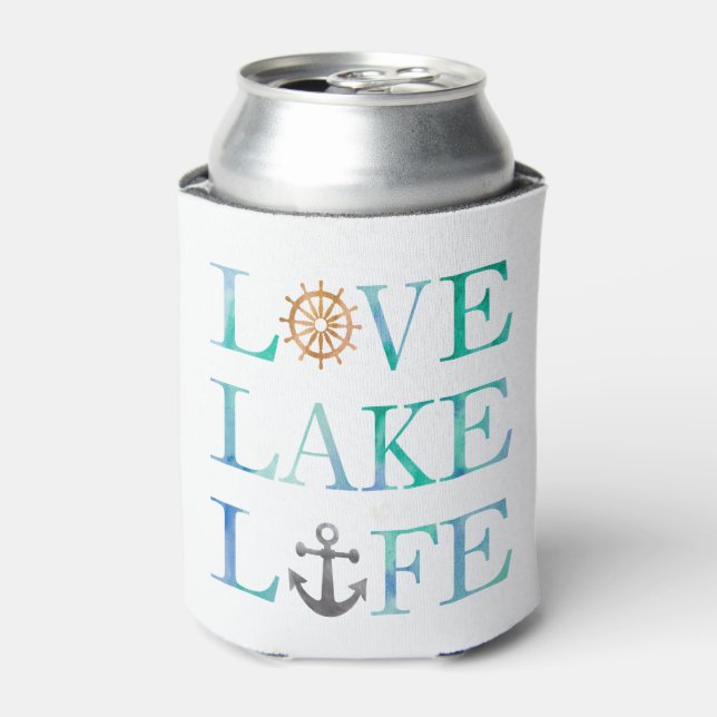 Liebe Lake Life Wasserfarben Typografie Dosenkühler (Kanne Vorderseite)