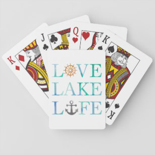 Liebe Lake Life Wasserfarben Typografie Spielkarten