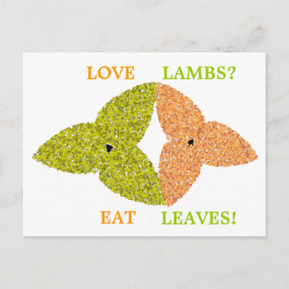 Liebe Lämmer essen Blätter Pro Vegetarisches Postk Postkarte