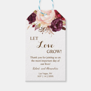 Liebe lass Marsala Blume Gastgeschenk Hochzeit Geschenkanhänger