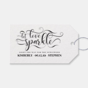Liebe lass Sparkle Elegante Script Wedding Geschenkanhänger