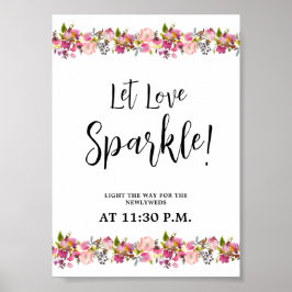 Liebe lass Sparkle Rosa Blütenzeichen Plakat