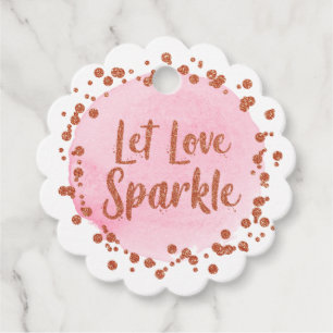 Liebe lass Sparkle Rosa Rose Gold Confetti Wedding Geschenkanhänger