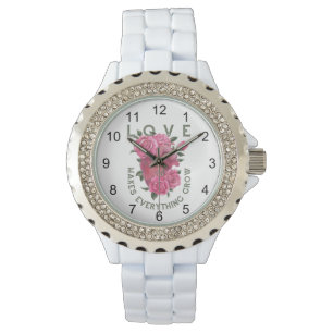 Liebe lässt alles wachsen - romantische Blumenkuns Armbanduhr
