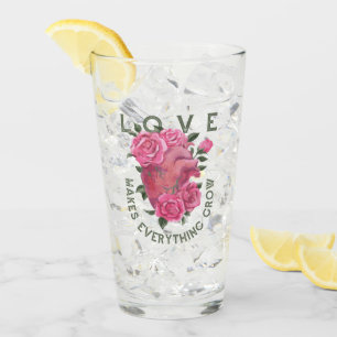 Liebe lässt alles wachsen - romantische Blumenkuns Glas