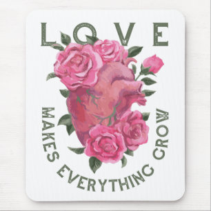 Liebe lässt alles wachsen - romantische Blumenkuns Mousepad