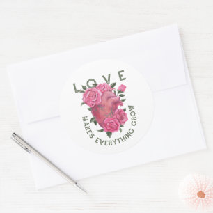 Liebe lässt alles wachsen - romantische Blumenkuns Runder Aufkleber
