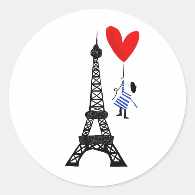 Liebe lässt ihn in Paris fliegen Runder Aufkleber (Vorderseite)