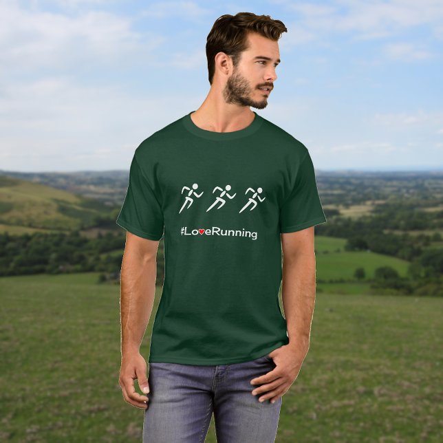 Liebe Laufende Slogan-Läufer T-Shirt (Example with forest green t-shirt and Vivid printing option)