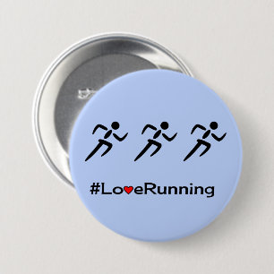 Liebe läuft Hashtag Slogan blau Button