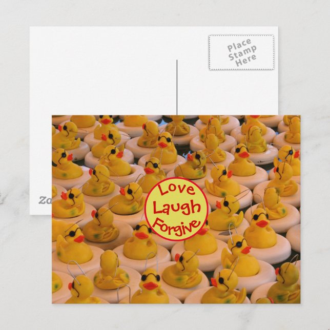 Liebe Laugh Verleih Rubber Ducks Inspiration Postkarte (Vorne/Hinten)