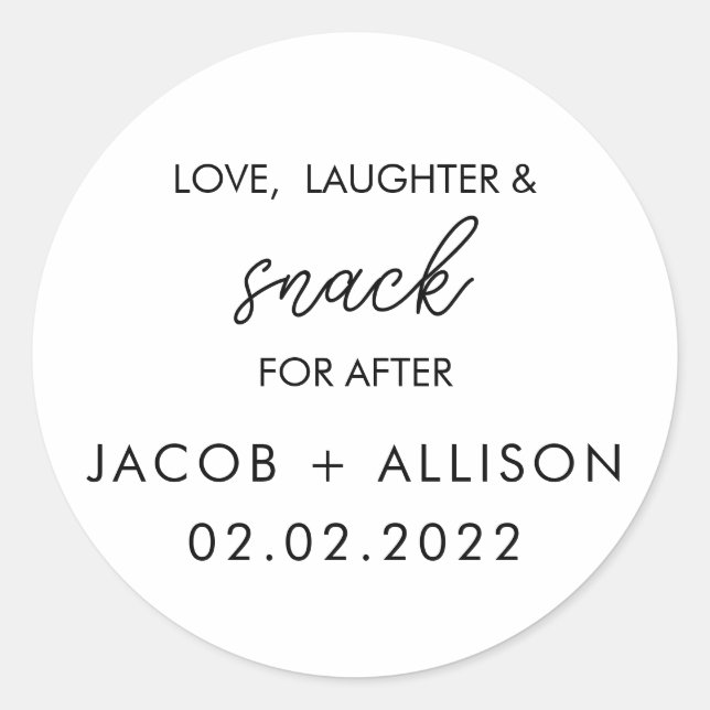 Liebe Laughter & Snack Hochzeitsvorzug Runder Aufkleber (Vorderseite)
