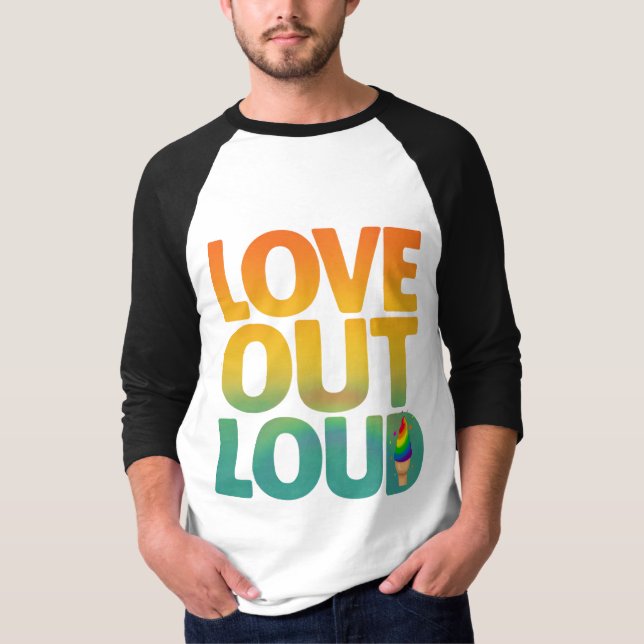 Liebe laut Retro-Pride-Typografie Custom T-Shirt (Vorderseite)