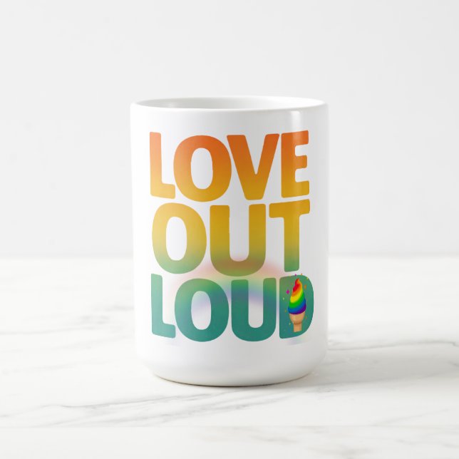 Liebe laut Retro-Pride-Typografie-Design Kaffeetasse (Mittel)