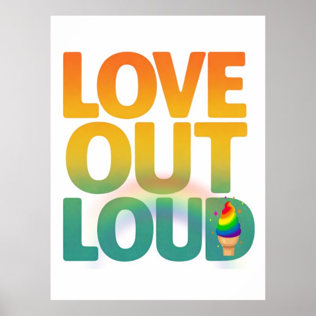 Liebe laut Retro-Pride-Typografie-Design Poster (Vorne)