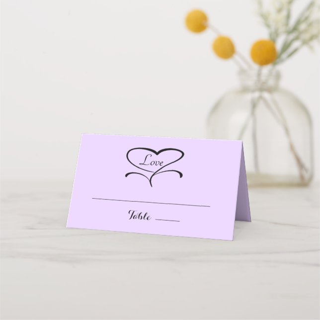 Liebe Lavendel Faltschachteln Platzkarte (Vorderseite)